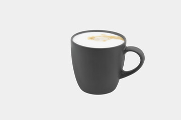 blue-green latte cup on white background, ideal to crop for photo compositions, studio shot