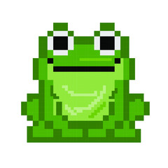 Fototapeta premium 8 bit pixel green frog. Vector illustration