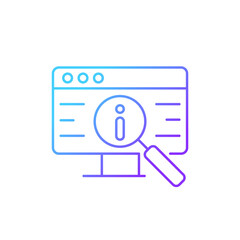 Researching information online gradient linear vector icon. Collect data via internet. Internet-based resources. Thin line color symbol. Modern style pictogram. Vector isolated outline drawing