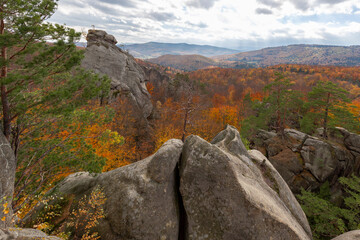 Dovbush Rocks in Bubnyshche - a legendary tourist place, the ancient cave monastery of giant...