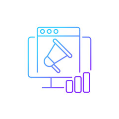 Digital marketing gradient linear vector icon. Reach potential customers. Product promotion. Network marketing channels. Thin line color symbol. Modern style pictogram. Vector isolated outline drawing