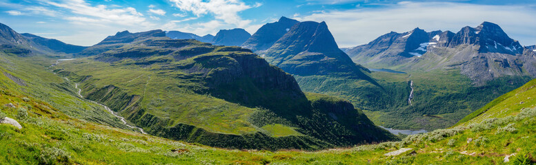 Mountain peak of Innerdalstarnet and Innerdalen Valley, Norway