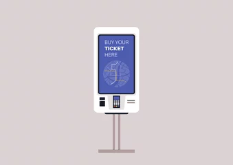 Deurstickers A self-service ticket machine, a daily commute concept, urban transportation system © nadia_snopek