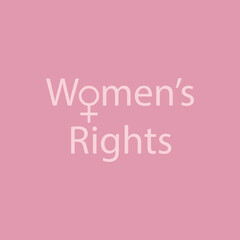 Womens rights text with female gender symbol