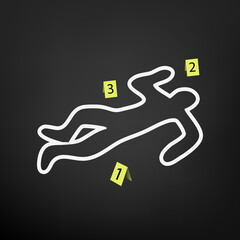 Silhouette of the dead with evidence marker
