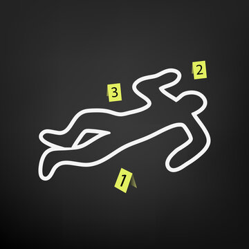 Silhouette of the dead with evidence marker
