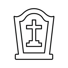 Obraz premium Grave, cemetery, epitaph, graveyard, stone, tomb, tombstone line icon. Outline vector.
