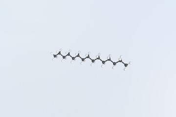 Pentadecane molecule made with balls, isolated molecular model. 3D rendering
