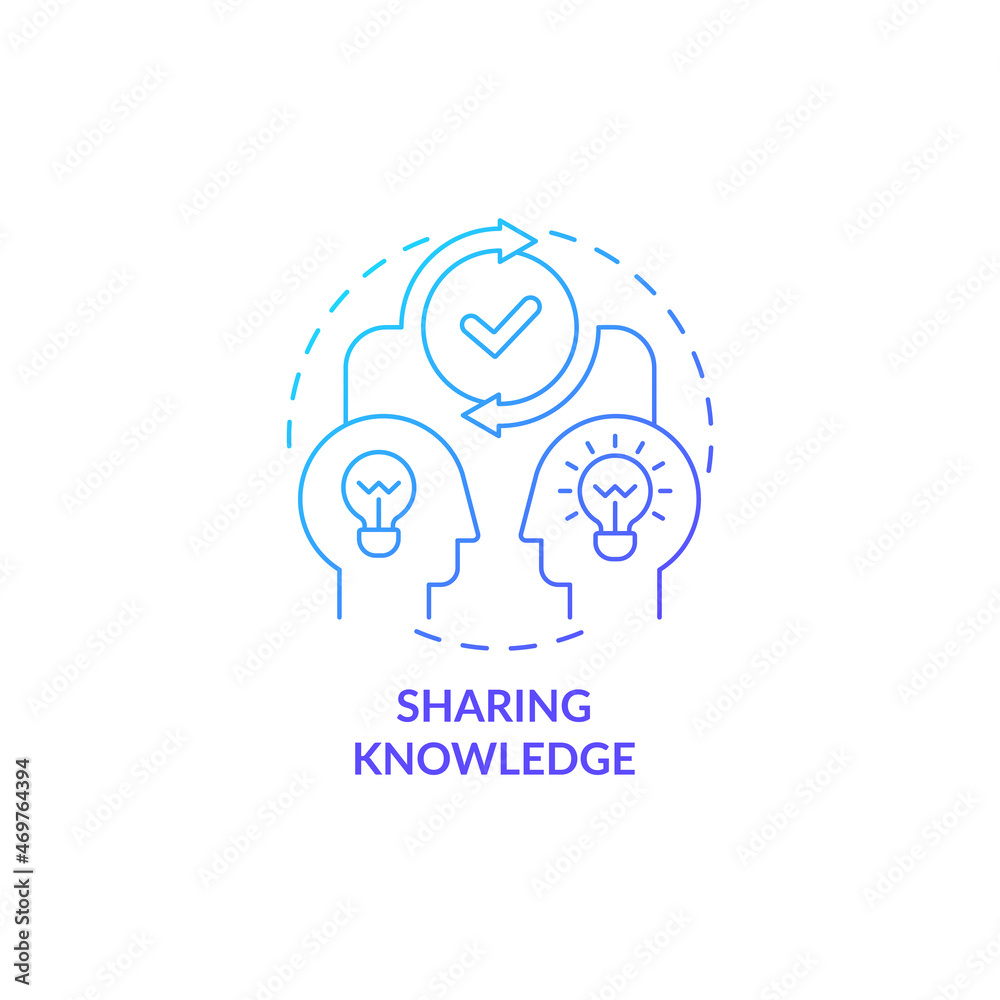 Poster disseminate knowledge concept icon. working experience exchange. brainstorming process. learning and