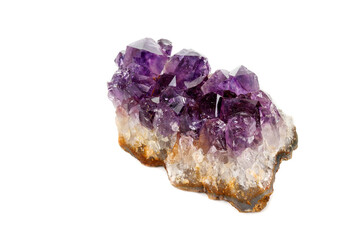 Amethyst Crystal Druse  macro mineral on white background