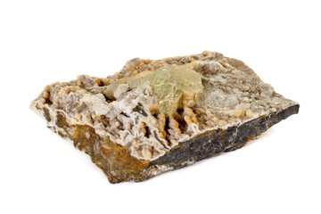 macro mineral fluorite stone on white background