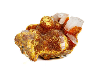 Macro stone Orpiment mineral on white background
