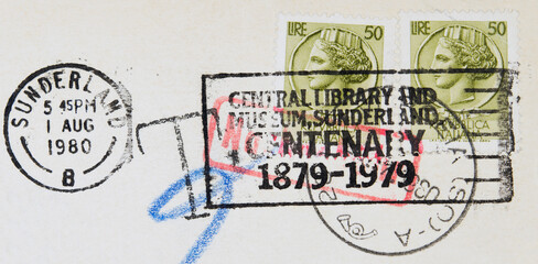 briefmarke stamp vintage retro alt old gestempelt used frankiert cancel papier paper italien italy...
