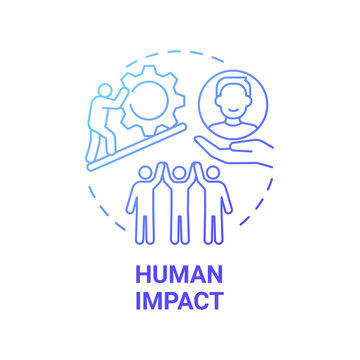 Human Impact Blue Gradient Concept Icon. Social Entrepreneurship Abstract Idea Thin Line Illustration. Development And Improvement Of Society. Vector Isolated Outline Color Drawing