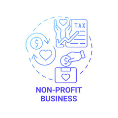 Non profit business blue gradient concept icon. Social entrepreneurship abstract idea thin line illustration. Charitable organization. Mission funding. Vector isolated outline color drawing
