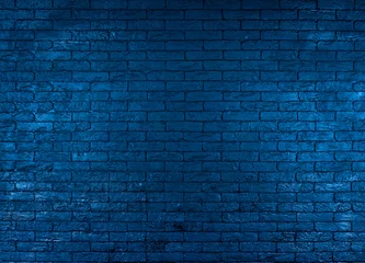 Papier Peint photo Mur de briques fond et texture du mur de briques bleu foncé, mur de briques pour la conception
