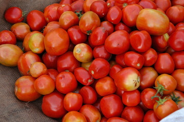 Tomates en un mercado de la ciudad de Jaipur en Rajastán, India