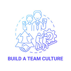 Build team culture blue gradient concept icon. Social entrepreneurship abstract idea thin line illustration. Company values. Teamwork and collaboration. Vector isolated outline color drawing