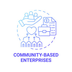 Community based enterprises blue gradient concept icon. Social entrepreneurship abstract idea thin line illustration. Focused on social issues solutions. Vector isolated outline color drawing