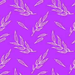 Floral silhouette vector seamless pattern. Floral vector pattern on violet background. 
