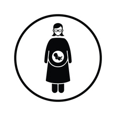 Pregnant, woman, baby icon. Black vector sketch.
