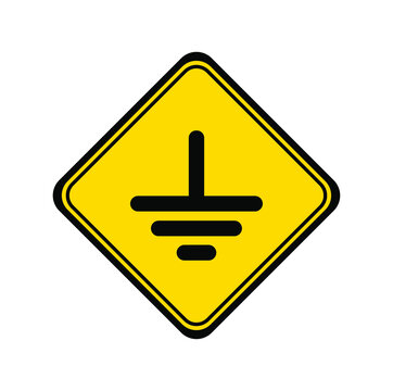 electric ground sign on white background	