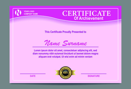 Pink Certificate Of Appreciation Template