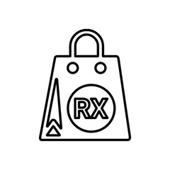 Shopping, bag, package, prescription, drugs, pharmacy outline icon. Line vector design.