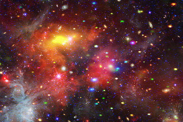 Planets and galaxies in a free space. The elements of this image furnished by NASA.