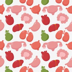 Human organs seamless pattern Isolated on white background. vector illustration.