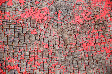 Obraz premium Red peeling paint texture on an old wooden board