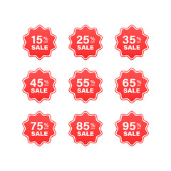 Discount badges set. Vector illustration isolated on white background