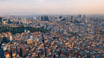 Fototapeta premium View from the Istanbul Sapphire, to the south with the Bosphorus and the Sea of Marmara, Beşiktaş, European part of Istanbul, Turkey