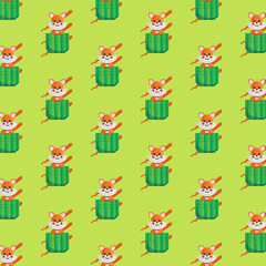 Seamless pattern pocket animal fox design