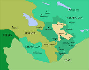 Karabakh conflict on the map of the South Caucasus