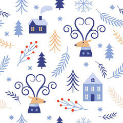 Seamless christmas and new year pattern