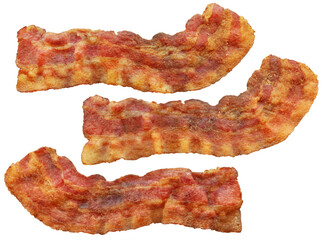 Fryed Bacon Rashers Isolated on White Background