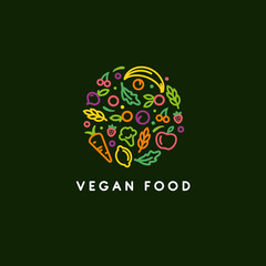 Vector logo design template. Organic vegan food sign.