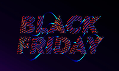 Fototapeta na wymiar Vector banner for Black Friday promo events. Design template with typography and glitch effect for digital marketing campaign and social media activities