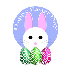 Happy easter colorful eggs greeting with bunny rabbit ears