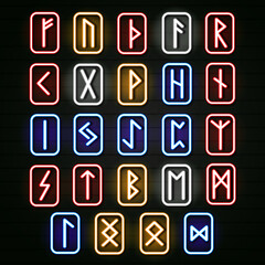 Set of stone runes. Hand drawn illustration.