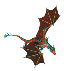 Naklejka premium dragon is flying top view