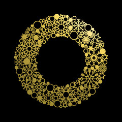 Christmas snowflake wreath, Merry Christmas monogram, Snowflakes frame, Winter decoration