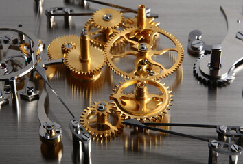 Fragment of a mechanical watch mechanism.