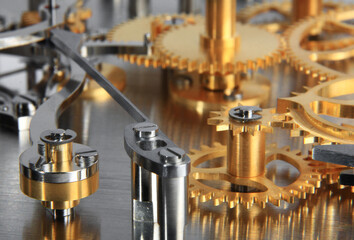 Fragment of a mechanical watch mechanism.