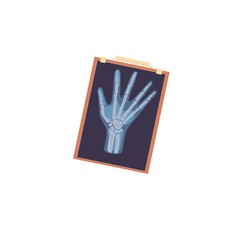 Cartoon flat x-ray photo of person hand isolated on empty background-health care,human skeleton anatomy diagnostics,medical treatment therapy,educational material concept,web site banner ad design