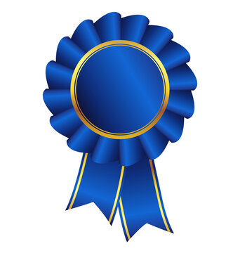beautiful blue ribbon award with gold accents