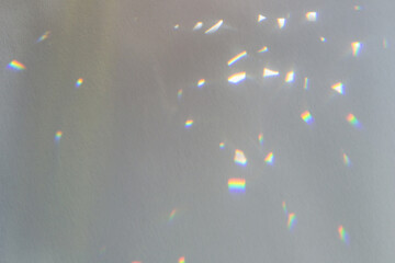 Prism light leak shine overlay background. Unique natural light rainbow rays effect