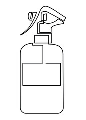 Plastic bottle dispenser pump for liquid. Blank product packaging mockup template design. Continuous line drawing. Vector illustration.