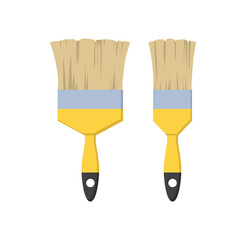 Construction tool icon. Stickers with tassels of various shapes. Attributes for painting walls during repairs. Design element for websites. Cartoon flat vector collection isolated on white background